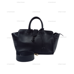 YSL SAINT LAURENT DOWNTOWN CABAS LEATHER TOP HANDLE BAG – BLACK