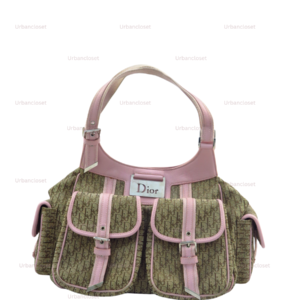 CHRISTIAN DIOR VINTAGE TROTTER MONOGRAM DOUBLE POCKET SHOULDER BAG