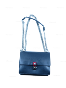 Fendi Roma Kan I Leather Shoulder Bag Black