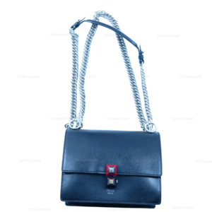 Fendi Roma Kan I Leather Shoulder Bag Black