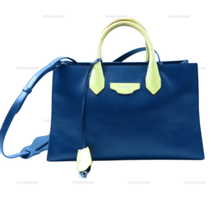 Balenciaga All Afternoon Bag Navy Blue Yellow Handle